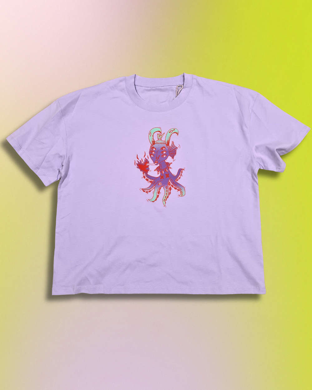 Lilac Oversize Boxy Tee | Ombré QT Creature Print